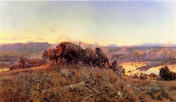  occidental Pintura - Cuando la tierra pertenecía a Dios Ganado estadounidense occidental Charles Marion Russell